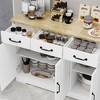Buffet Cabinet Storage Sideboard with 3 Drawers & 3 Doors Shelves Console Table Farmhouse Server Bar Wine Cabinet - 3 of 4
