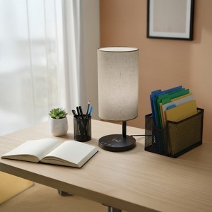 Excello Brands Wellness Series 5-Touch Fabric Shade LED Desk Lamp, 14", Black - 1 of 4