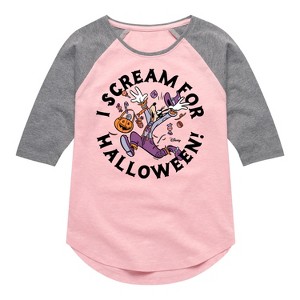 Girls' - Disney - I Scream For Halloween Shirt Tail Raglan Graphic T-shirt - 1 of 3