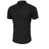 Men's Muscle Dress Shirts Banded Collar Short Sleeve Casual Button Down Shirt - 2 of 4