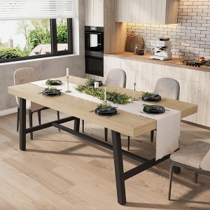 Industrial Dining Table for 6-8 People, 70.87" Long Wooden Kitchen Table with Sturdy Metal Frame for Dining room, Kitchen - 1 of 4
