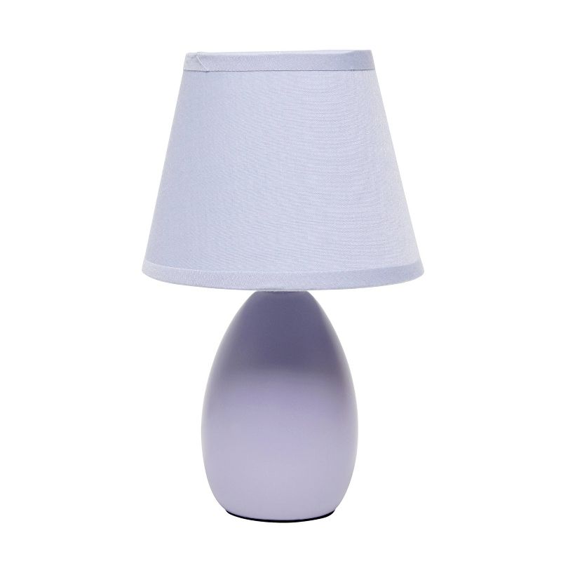 9.45" Petite Ceramic Oblong Bedside Table Desk Lamp with Matching Tapered Drum Shade - Creekwood Home, 1 of 11