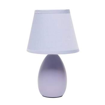 9.45" Petite Ceramic Oblong Bedside Table Desk Lamp with Matching Tapered Drum Shade - Creekwood Home