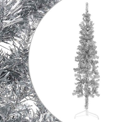 vidaXL Slim Fake Half Christmas Tree - Silver 47.2"