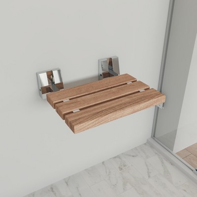 ALFI ABS16S-PC Polished Chrome 16Inch Folding Teak Wood Shower Seat Bench