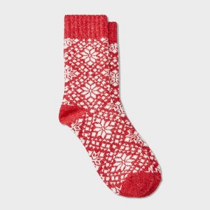Women's Super Soft Snowflake Cozy Crew Socks - Universal Thread™ - 1 of 3