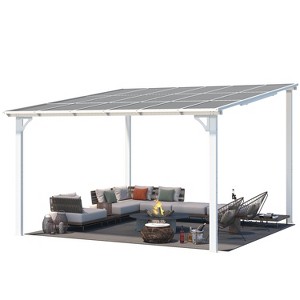 CLIHOME 12 ft. x 12 ft. Aluminum Sloped Roof Outdoor Hardtop Pergola with UV-Blocking Polycarbonate Patio Cove - 1 of 4