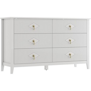 Acekool 54" 6-Drawer Fluted Dresser, Modern Storage Chest, Closet or Hallway - 1 of 1