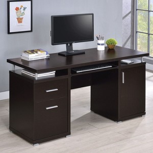 PAGED 55 Inches Computer Desk Modern Office Desk with 2 Drawers, Adjustable Shelf and Storage Cabinet for Office, Study - 1 of 4