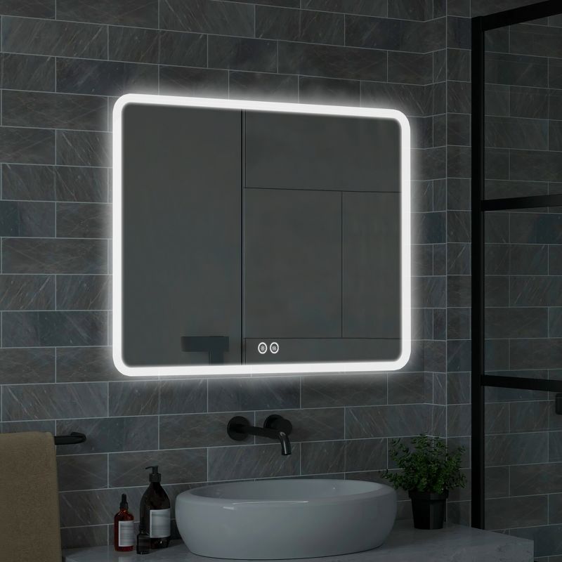 Neutypechic Modern Rectangular Bathroom Vanity Mirror with LED Lights Anti-fog Wall Mirror - 39"x32", 4 of 7