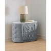 Gulches Modern Nightstand with Faux Marble Top, Fabric Upholstery & Two Storage Drawers, Oval Wooden Bedroom Furniture - 3 of 4