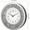 14 Inch Silver Round Wall Clock with Twinkle Bling Design for Living Room Bedroom Home Decor Silent Non - Ticking Quartz Movement - 2 of 4