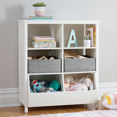 Martha Stewart Kids' Jr. Toy Storage Organizer: Children's Wooden Bedroom Bookshelf with Cubby and Fabric Bin Storage