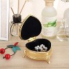 Vintage Antique Flower Metal Jewelry Box , Small Heart Shape Trinket Organizer Box Earrings Rings - 2 of 4