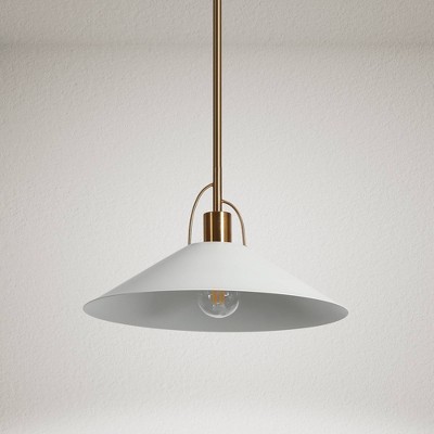 Raratienner White and Gold Metal Cone Pendant Light