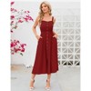 Women's Dress Casual Summer Spaghetti Strap Dress Button Down Sleeveless A Line Beach Swing Midi Sundress - 2 of 4