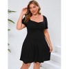 Coolmee Women's Plus Size Summer Mini Dress Square Neck Short Sleeve  A Line Short Sundress - 2 of 4