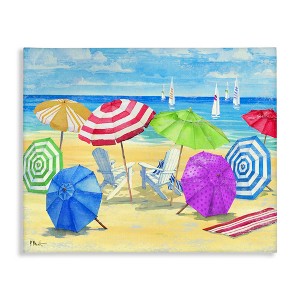 Stupell Industries Umbrella Coast Vibrant Beach Landscape, 16" x 20" - 1 of 4