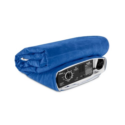 Full Size Blue and White Raised Air Mattress with Pump