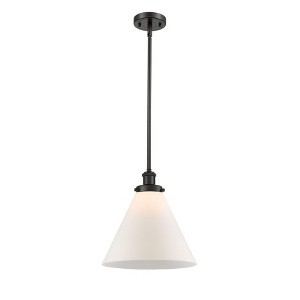 Cone - 1 Light Stem Hung Mini Pendant In Industrial Style-10 Inches Tall and 12 Inches Wide - 1 of 1