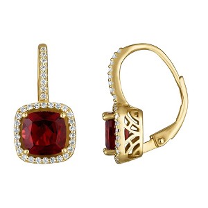 Designs by Gioelli 14K Gold Over Sterling Silver Gemstone And Diamond Leverback Earrings - 1 of 2