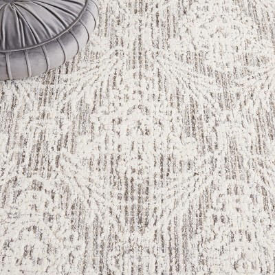 Grey and Ivory Tufted Wool Rectangular Area Rug