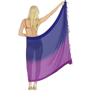 LA LEELA Summer Beachwear Sarong Swimsuit Coverups for Women Chiffon Long Beach Tie Wraps Skirt Swim Cover Up Sheer Scarf One Size Blue,Solid - 1 of 4