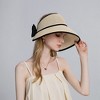 Anna-Kaci Womens Roll Up Straw Sun Visor Wide Brim Bow Detail Adjustable UV Protection Packable Summer Hat - 3 of 4