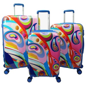 World Traveler Dejuno Art Hardside 3-Piece Expandable Spinner Luggage Set - 1 of 4