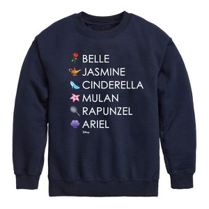 Boys' - Disney - Princess List Icons Graphic Long Sleeve Fleece Sweatshirt - 1 of 4