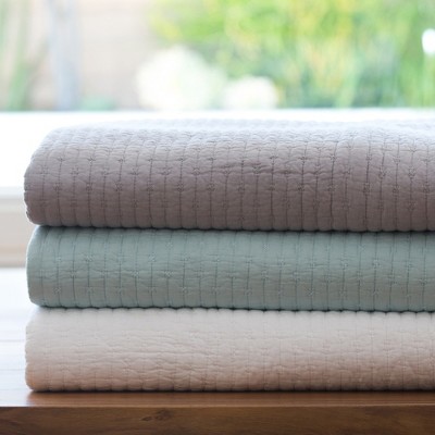 White Cotton Twin Reversible Quilt Set with Sham