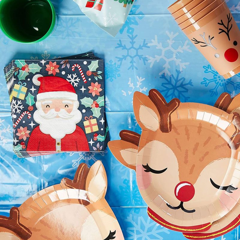 Blue Panda 50-Pack Santa Claus Disposable Paper Cocktail Napkins for Christmas Party Supplies Decorations, 2 of 8