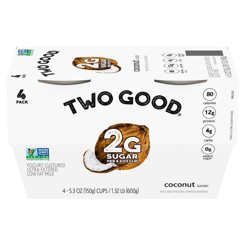Two Good Low Fat Lower Sugar Coconut Greek Yogurt - 4ct/5.3oz Cups, 3 of 15