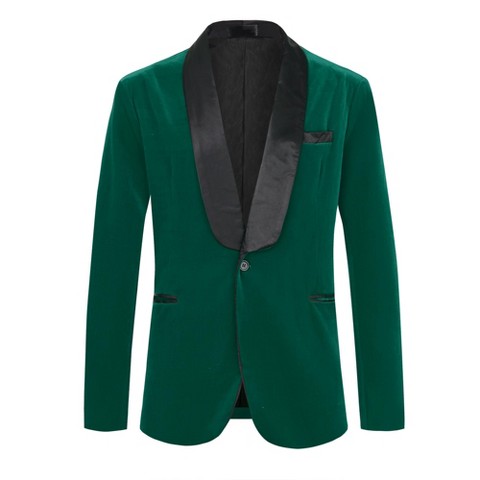 Lars Amadeus Men's Shawl Lapel Business Wedding Velvet Tuxedo Blazers Green X Large