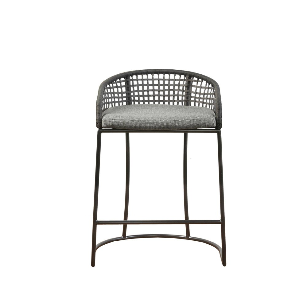 25" Rosita Woven Counter Height Bartool Dark Gray - Madison Park