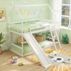 Tangkula Twin Over Twin House Bunk Bed w/ Slide Solid Wood Low Bunk Bed for Kids White - 3 of 4