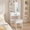 TiramisuBest Modern Mini Dressing Table with LED-lit Mirror & Hidden Storage,Includes Stool,Adjustable Brightness Vanity Desk,Shelves - 2 of 4