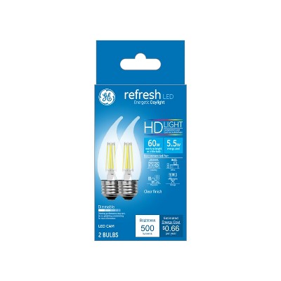 General Electric 2pk 60W Ca Refresh LED Light Bulb Dl Cam Clear