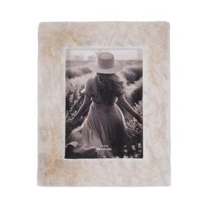 Sagebrook Home Modern Glam Marble & wood Picture Frame - Elegant Stone & Wood Design for Home & Office Decor - Freestanding or Wall Mount - 10" White - 1 of 4