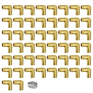 VEVOR Pipe Fittings, 1/2" 50PCS Brass Pipe Fittings, Clamp-style Elbows Pipe Connector Brass Air Fittings, Gold - 1 of 4