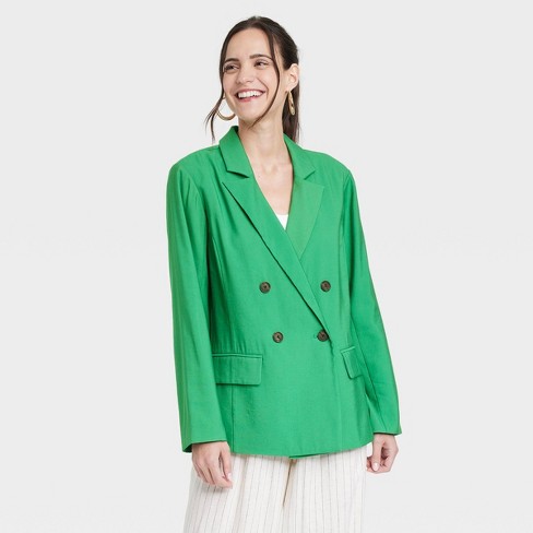 Notch Collar Blazer - Deep Green / XL