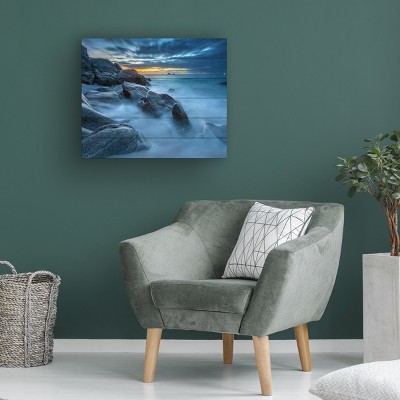 Blue Hour Ocean Landscape Canvas Art in 18x22