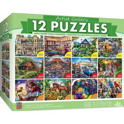 MasterPieces Inc Artist Gallery Jigsaw Puzzle 12-Pack | 4x 100Pc | 4x 300Pc | 4x 500Pc