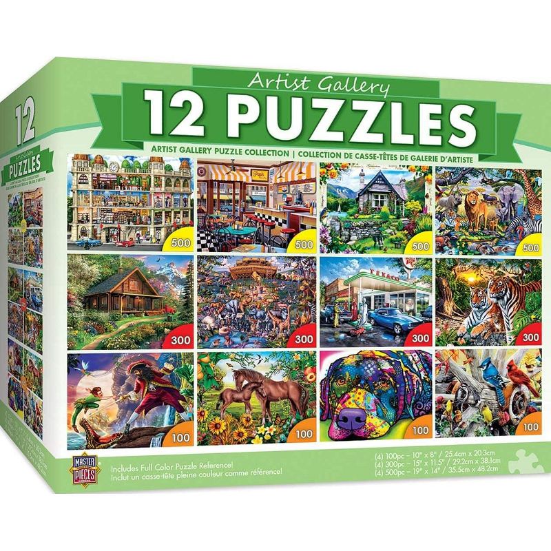 MasterPieces Inc Artist Gallery Jigsaw Puzzle 12-Pack | 4x 100Pc | 4x 300Pc | 4x 500Pc, 1 of 4