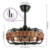Rennnsan Norestra 18"W 4-Light Geometric Woven Ratten Boho Dimmable Ceiling Fan in Black - 3 of 4