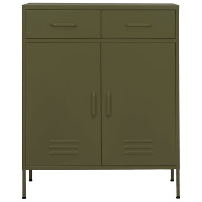 vidaXL Storage Cabinet Olive Green Steel 31.5 x 13.8 x 40.0 in - Olive Green