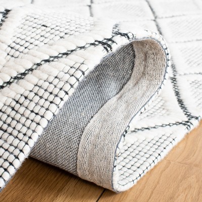 Elegant Marbella Handwoven Flatweave Black & Ivory Wool Rug