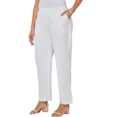 Catherines Women's Plus Size Knit Waist Linen Pant