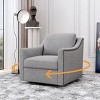 CAVINAS Swivel Accent Chair, Cotton Linen Fabric Living Room Chair with Metal Base, Reading Chair for Bedroom, Living Room, Office - 3 of 4