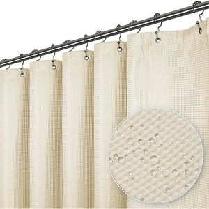 LiBa Premium Waffle Weave Shower Curtain - Water Repellent and Heavyweight, Hotel Quality, Machine Washable Liner for Bathroom - 1 of 4